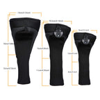 Black Golf Club Head Cover For Driver Fairway 3 Pcs Woods Headcovers, Golf Accessories Hybrid Head Covers Set With Interchangeab