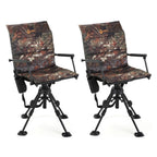 Arrowhead Outdoor 2-Pack Folding 360 Hunting Swivel Blind Chair With Removable Camouflage Seat Pad, Armrest, No-Sink Feet, Shoul