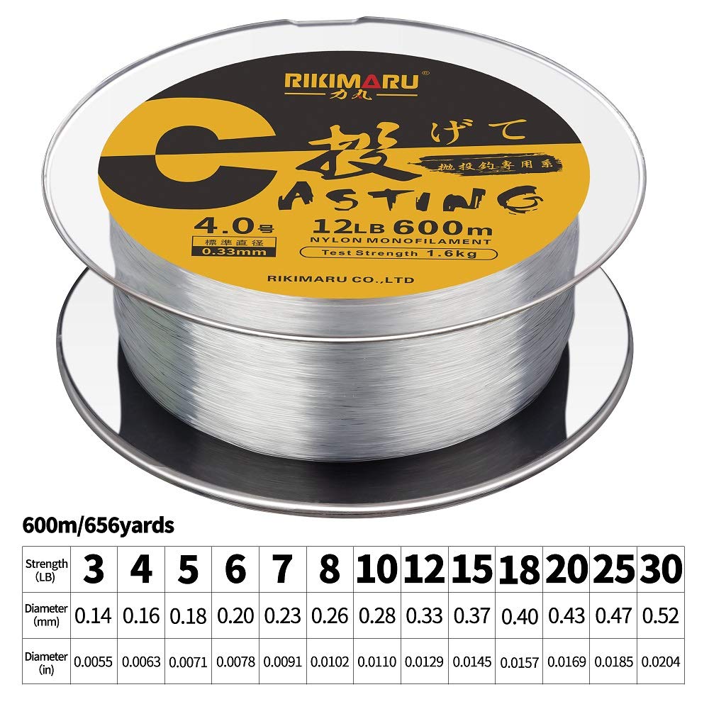 Rikimaru Monofilament Fishing Line (Clear, 15Lb-660Yds)