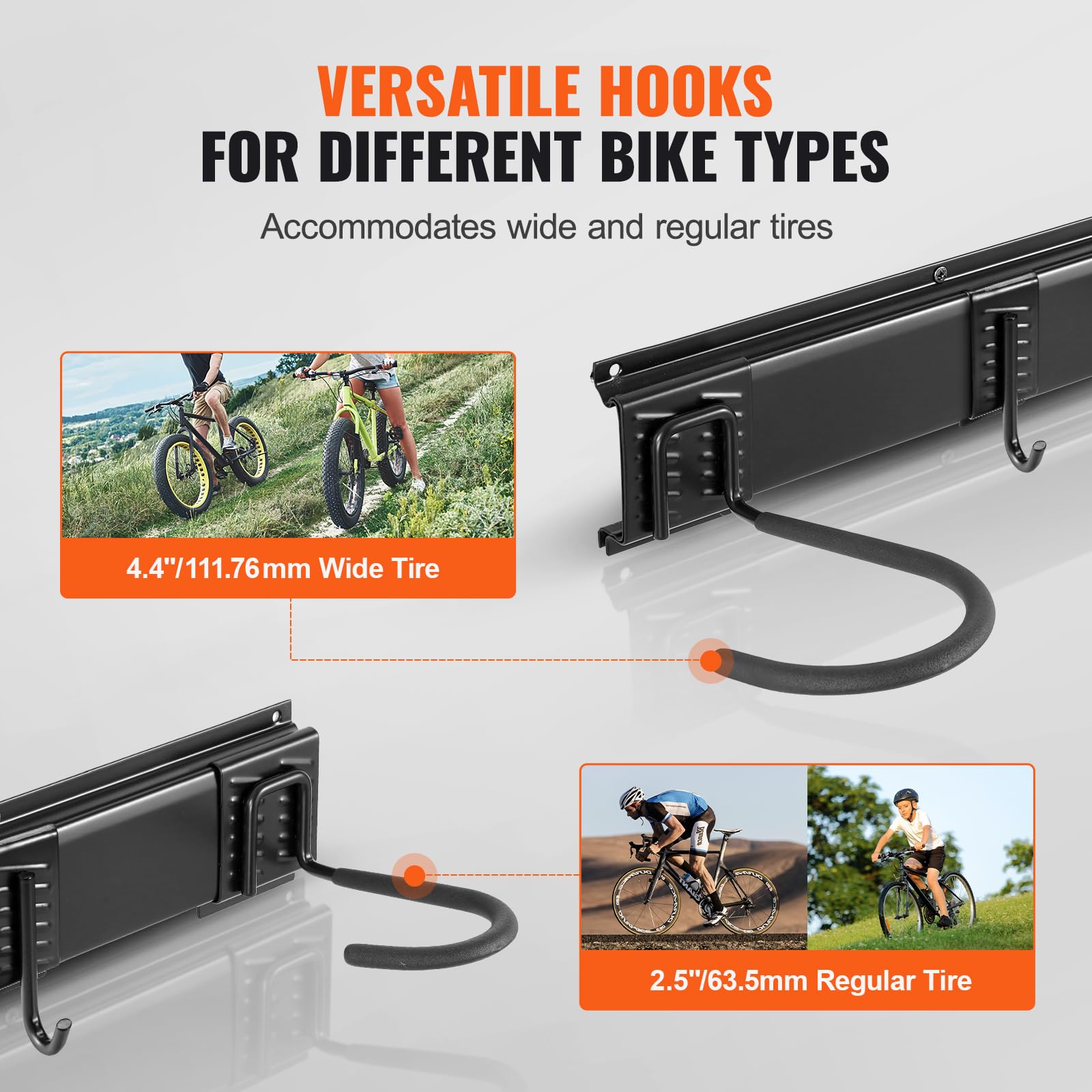 Vevor Bike Storage Rack, 6 Bike Racks And 3 Helmets Hooks, Wall Mount Bike Storage Hanger, Home & Garage Organizer, Customizable