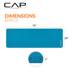 Cap High Density Exercise Mat With Strap, 74''X24''X1'' - Teal