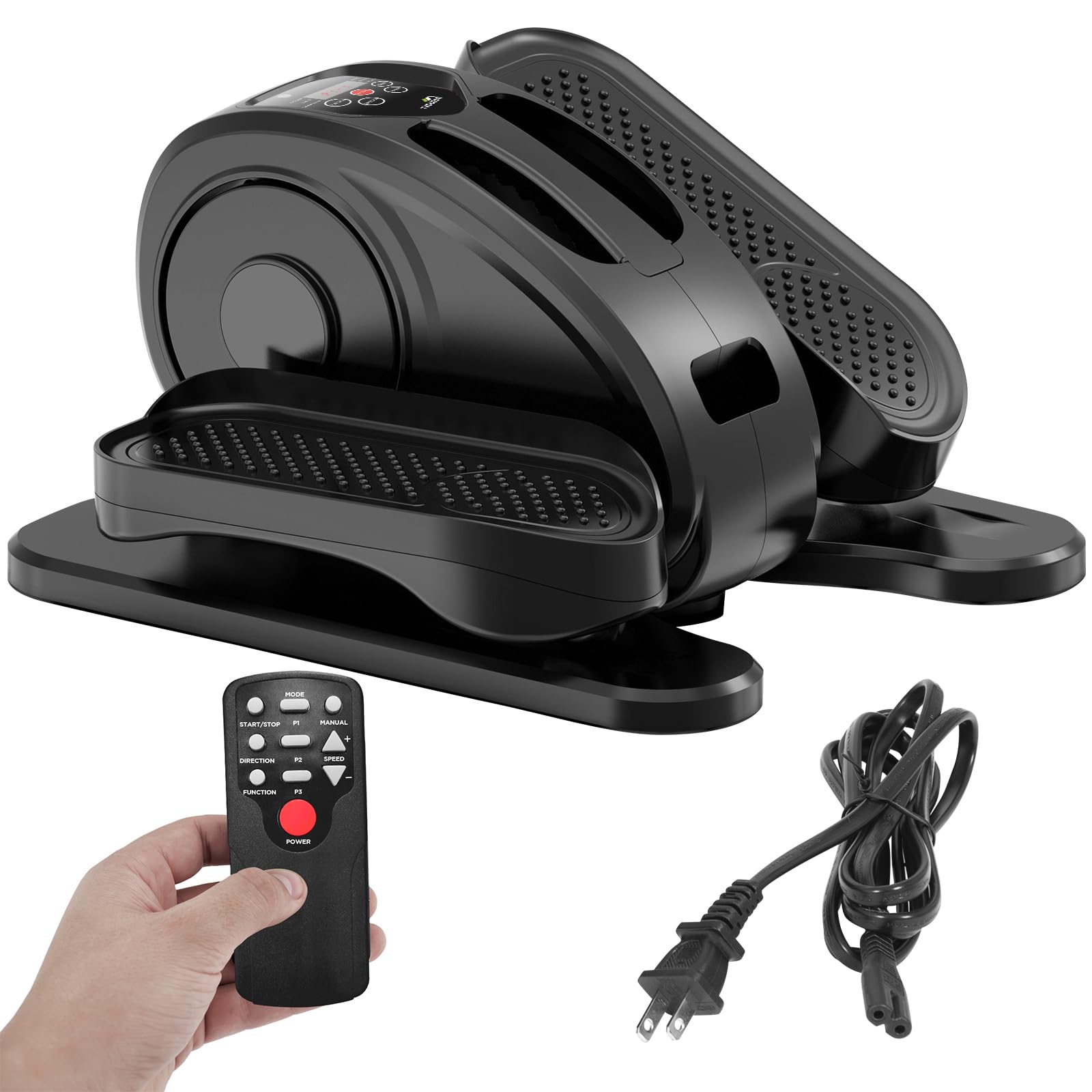 Under Desk Elliptical, Electric Seated Pedal Exerciser Quiet Compact Mini Elliptical Trainer With Display Monitor And Remote Con