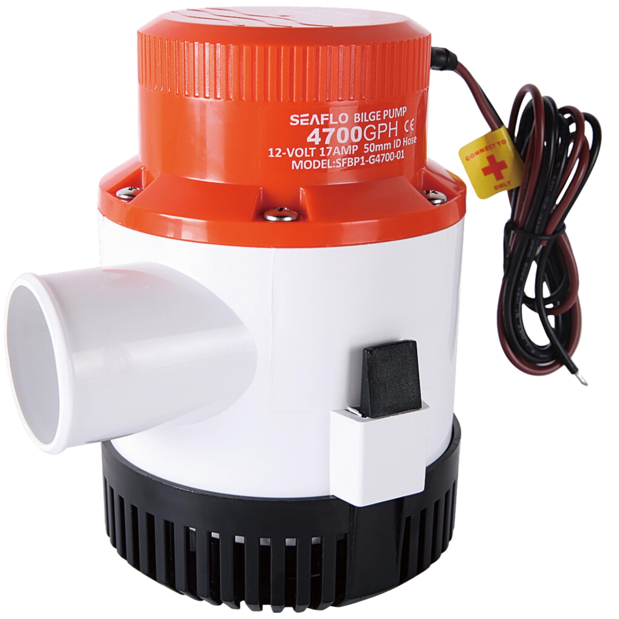 SEAFLO 01 Series 4700 GPH Bilge Pump - 12V, 2 Outlet, Marine Submersible Pump, Anti-Airlock Protection, Snap-Off Strainer Base, 