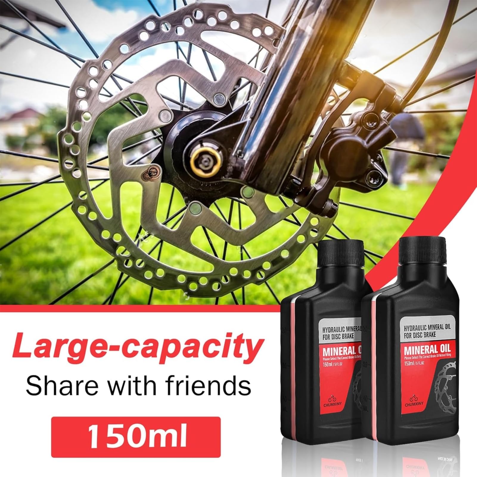 Chumxiny Brake Bleed Kit For Shimano Hydraulic Brakes, Mountain Bike Brake Bleeder Kit Including 300Ml Mineral Brake Fluid, Clea