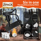 Hopkase 2Pcs Magnesium Fire Starter With Striker, High Temp Magnesium Rod, Ferro Rod Fire Starter Survival Tool With 20Pack Wate