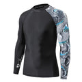 ADOREISM Men 's Splice Compression Long Sleeve Rash Guard Surf Swim Shirt UV Sun Protection UPF 50+ (Snake Scale,XL)