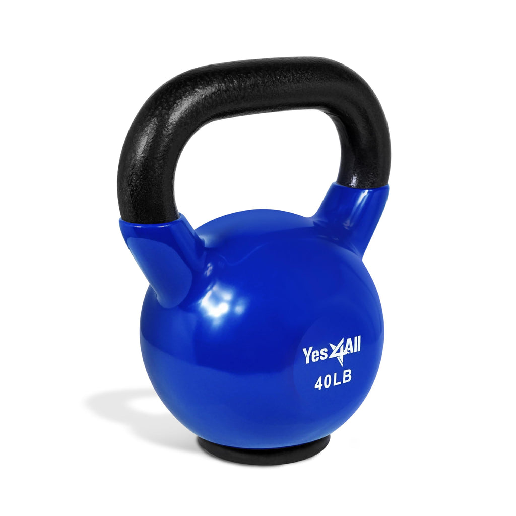 Yes4All Kettlebells Weights Cast Iron Rubber Base For Home Gym And Strength Training, Workout Equipment For Dumbbell Exercise