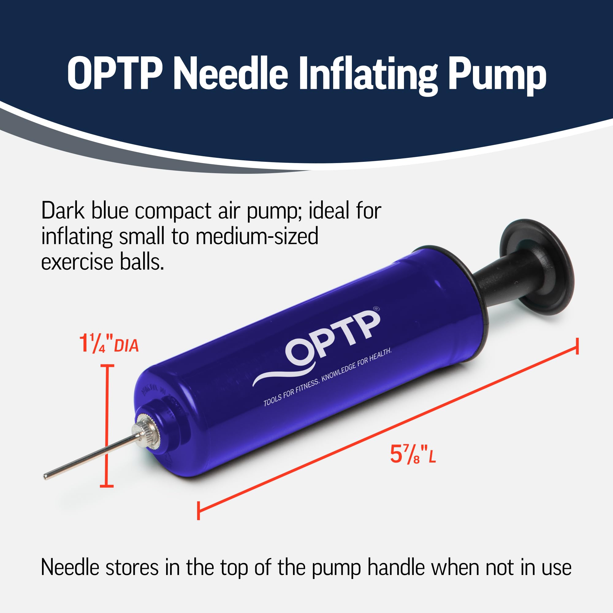 Optp Needle Inflating Pump - Exercise Ball Pump With Needle For Small To Medium-Sized Exercise And Massage Balls, Portable Ball