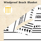 Large Beach Blanket For 1-4 Adults, 78''  86'' Waterproof Sandproof Beach Blankets With 4 Stakes & 4 Corner Pockets, Polyester L