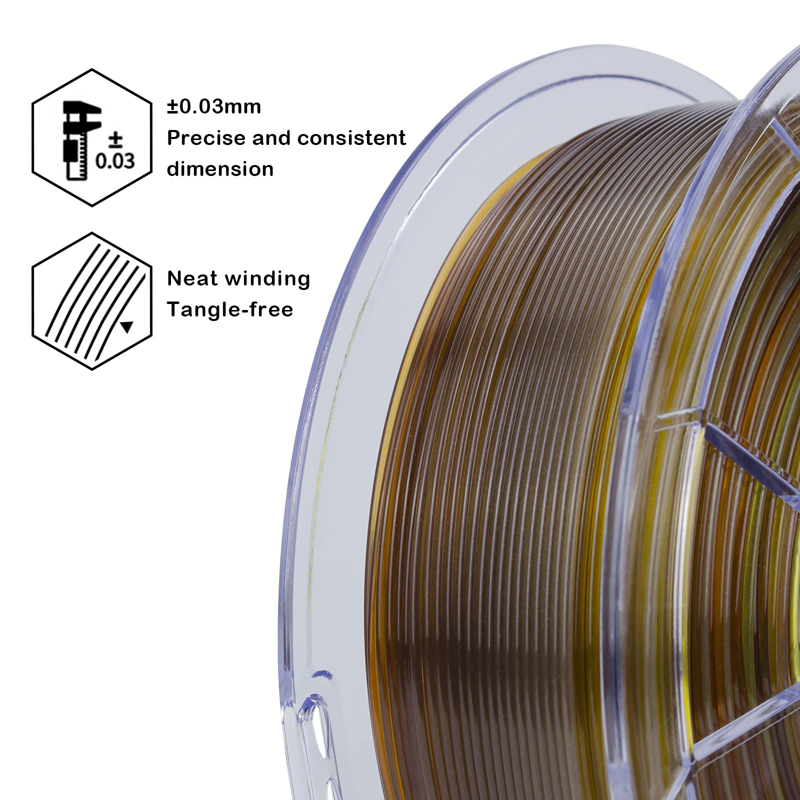 Ziro 3D Printer Filament,Translucent Pla Filament 175Mm,Multicolor Rainbow Pla Filament,1Kg22Lb,Season Series - Autumn