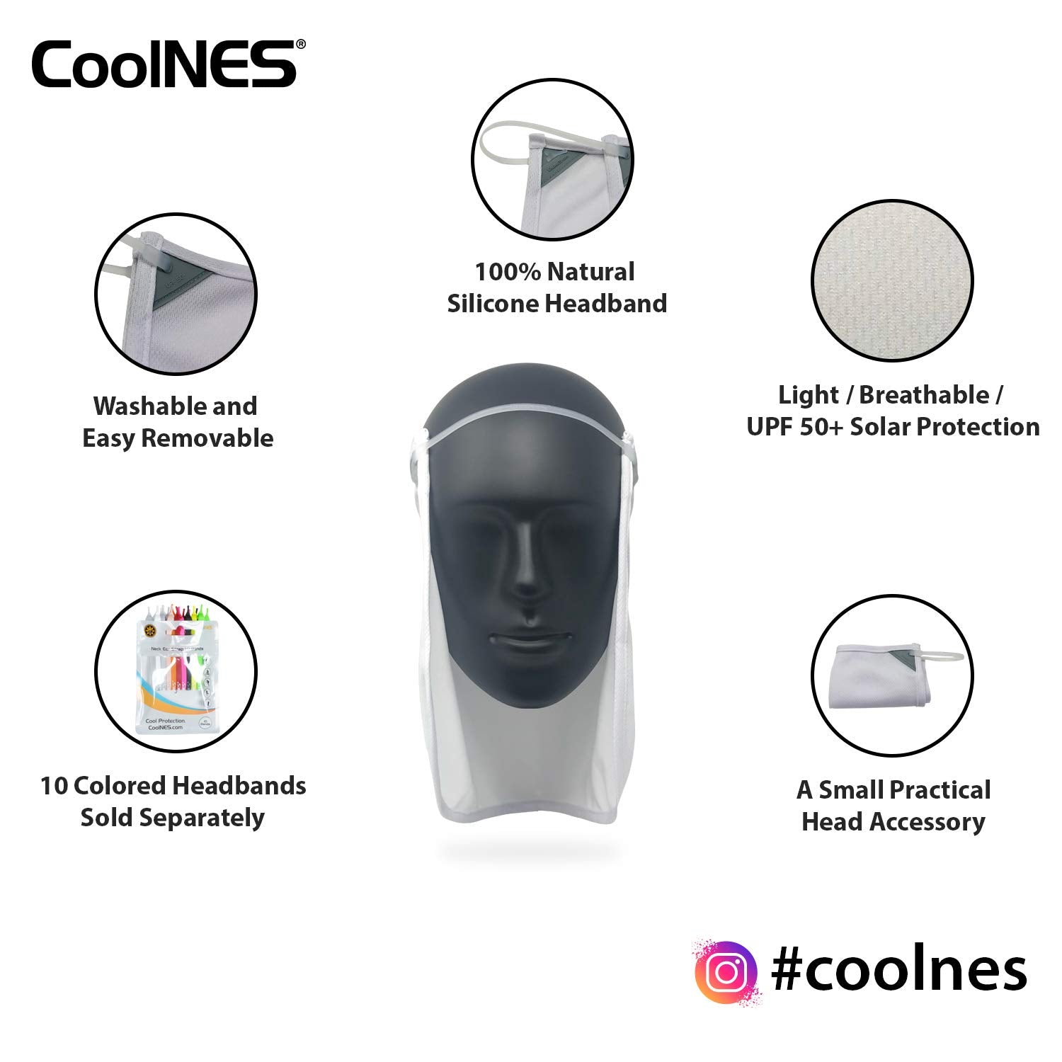 Coolnes - Uv Sun Protection Neck Drape Adjustable Multifunctional 2 In 1 Face Covering For Outdoor Fishing - Unisex (Coolnes-Fla