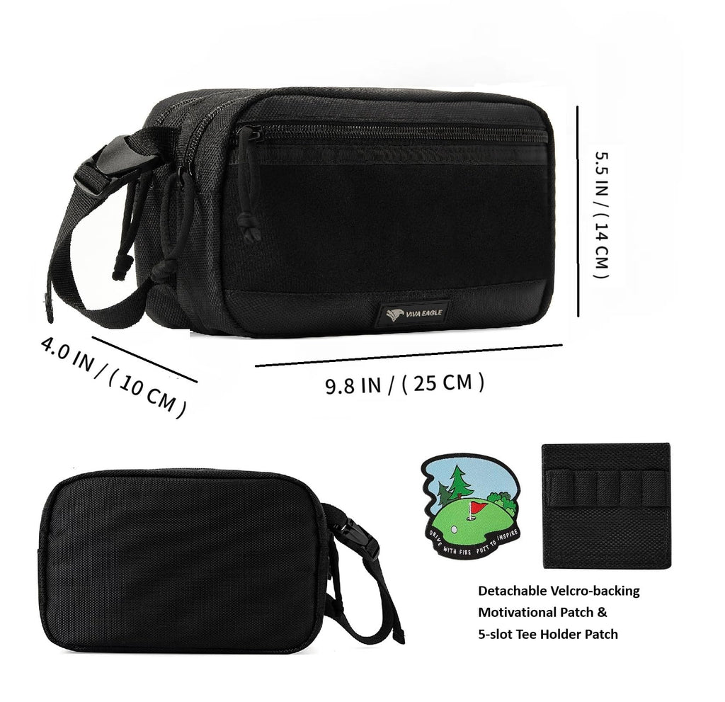 Golf Pouch Bag For Balls Accessories Valuables  Customizable With Hook-And-Loop Panel  Ideal Golfer Gift, Includes Tee-Holder An