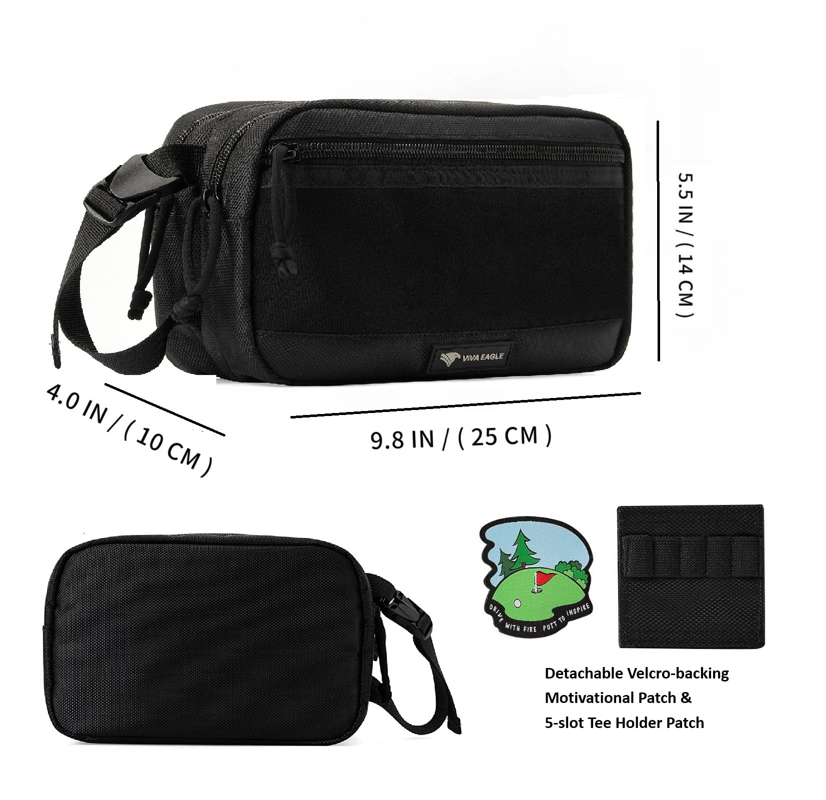 Golf Pouch Bag For Balls Accessories Valuables  Customizable With Hook-And-Loop Panel  Ideal Golfer Gift, Includes Tee-Holder An