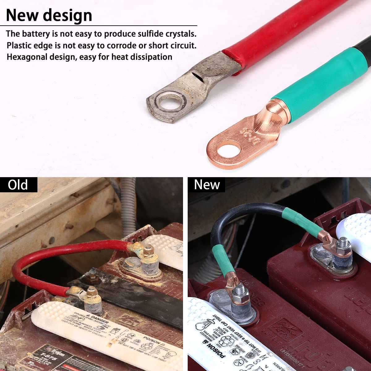 10L0L Golf Cart Battery Cable Set Fits Ezgo Txt 94-Up Medalist/Txt,Corrosion Resistant, Ultra-Long Pure Copper Wire Lugs,6 Surfa