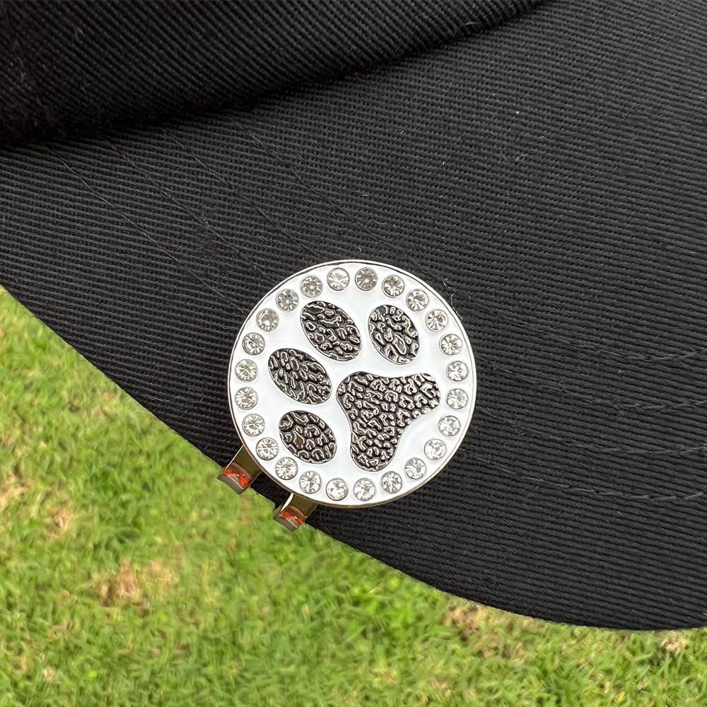 Giggle Golf Bling Paw Print Golf Ball Marker With A Magnetic Hat Clip | Fun Golf Accessories For Women