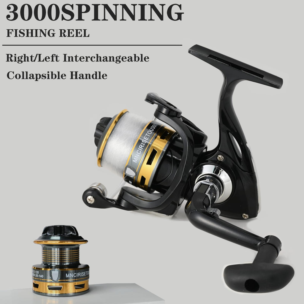 2Pcs Fishing Pole Combo,Carbon Fiber Fishing Pole ,12 +1 Shielded Bearings Stainless Steel Bb Spinning Reels Fishing Carrier Bag