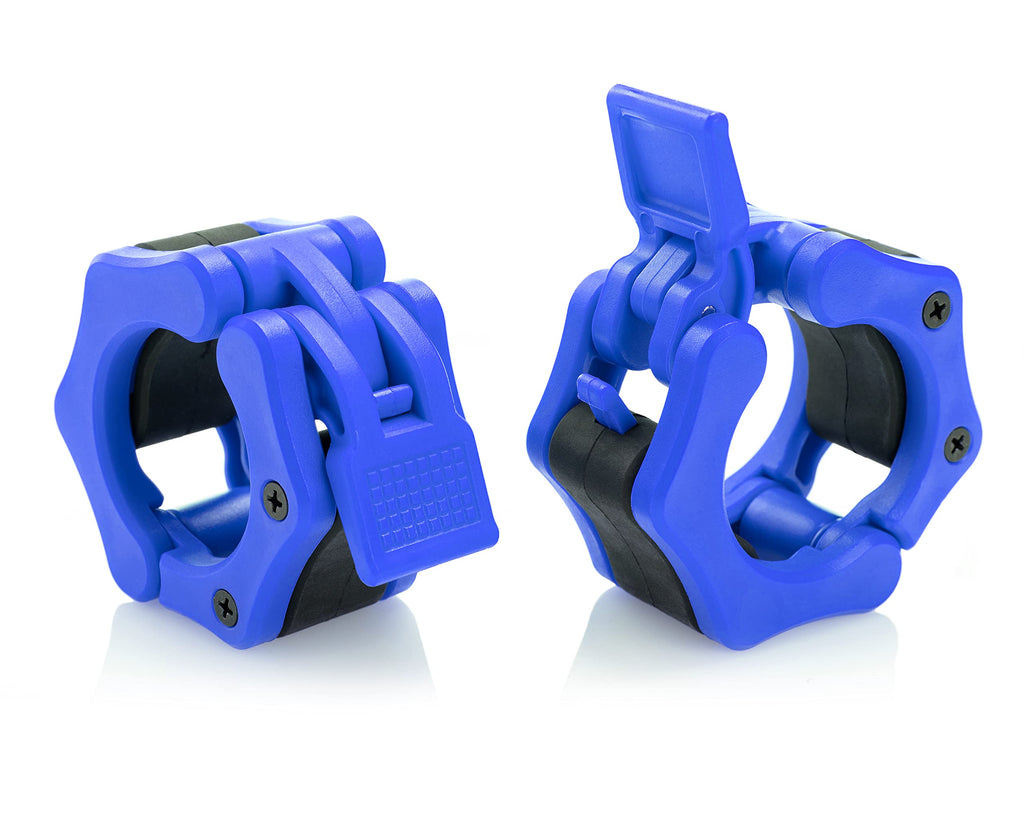 Hacuba Fitness Olympic Barbell Clamps Collars Quick Release Pair Weight Clips For 2 Inch Barbell Blue