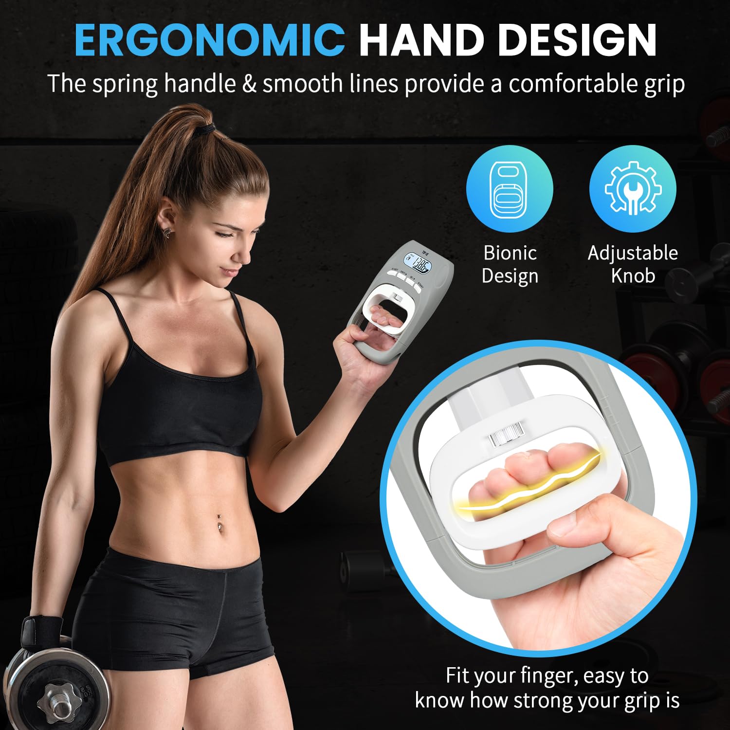 Tipre 396Lbs/180Kg Grip Strength Tester, Digital Dynamometer With Lcd Display, Adjustable Hand Grip Training Gauge, Exercisers F