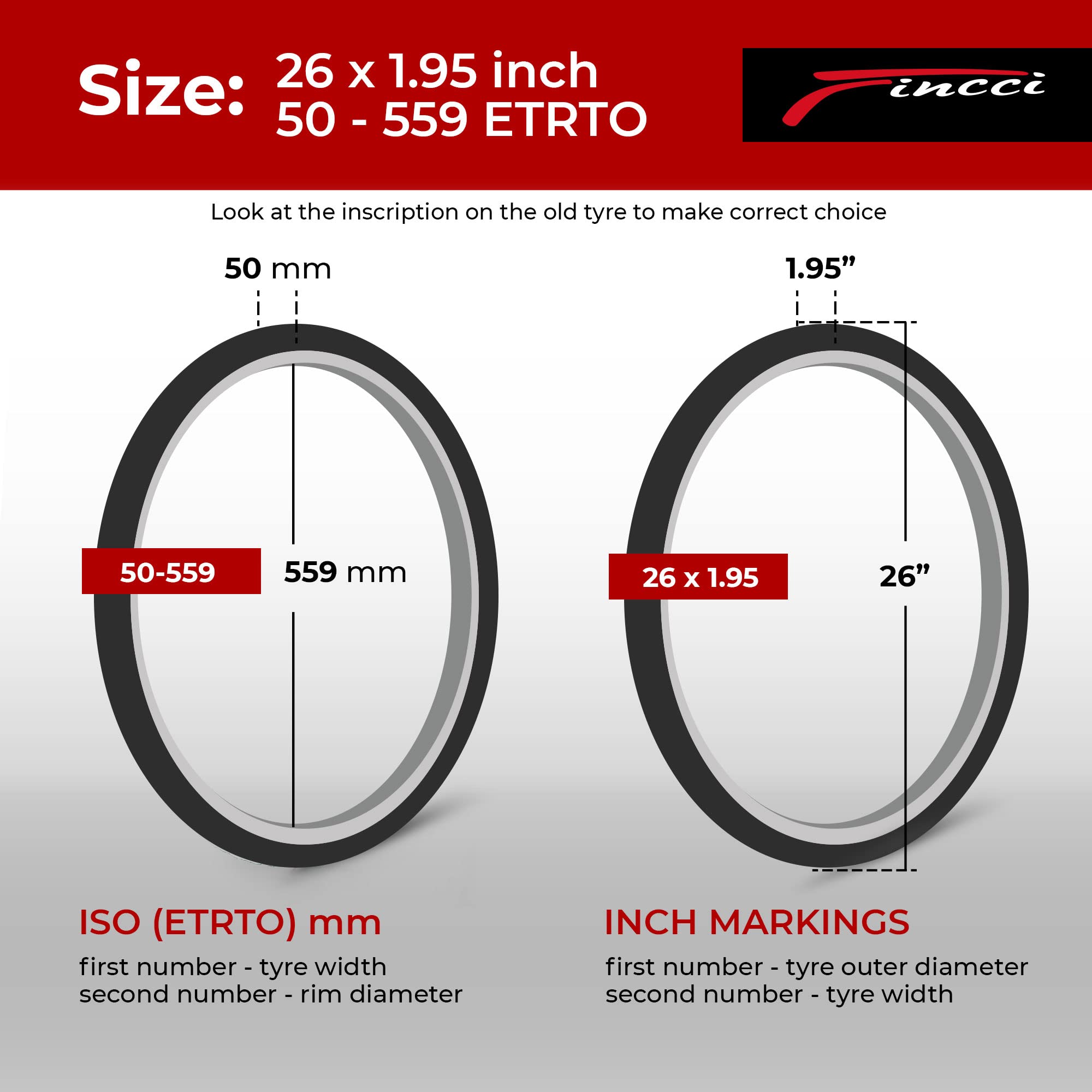 Fincci Pair 26 X 195 Bike Tires 50-559 Foldable 60 Tpi Tires For Mtb Mountain Hybrid Bicycle - Pack Of 2 26X195 Inch Tire