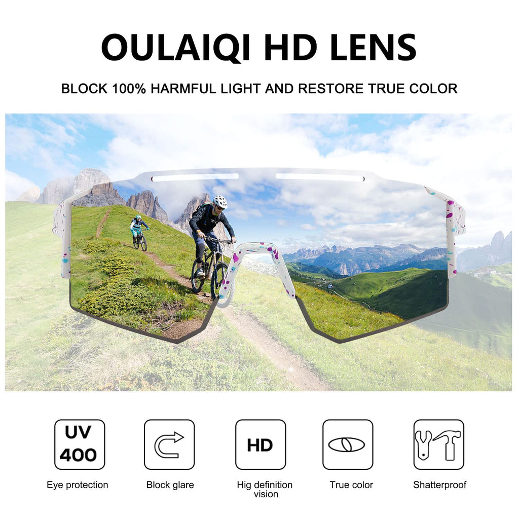 Oulaiqi Cycling Glasses Sports Sunglasses With Replaceable Nose Pad For Men Women Cycling Baseball Sunglasses (1Lens)
