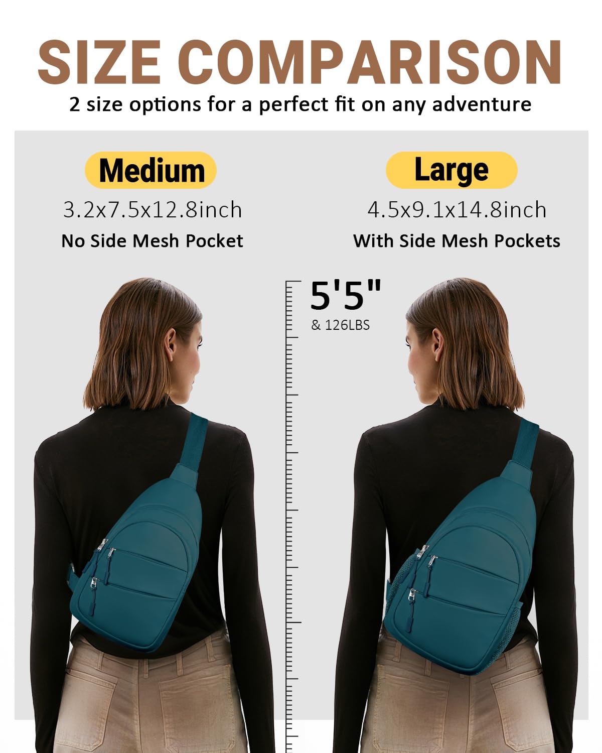 Tuwubi Crossbody Bags for Women, Sling Bag for Men, Small Hiking Backpack Anti Theft Lightweight for Outdoors Travel (M, Teal Bl