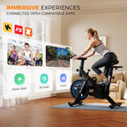 Bsj Bestgym Exercise Bike, Brake Pad Stationary Bike With App, Low Noise Indoor Cycling Bike With 330Lbs Weight Capacity, Adjust