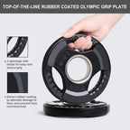 Lionscool 2-Inch Rubber Coated Olympic Grip Plate In Pairs Or Single For Strength Training, Weightlifting And Bodybuilding, Soli