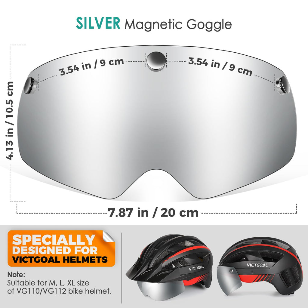 Victgoal Detachable Magnetic Bike Helmet Goggles Visor For Vg110 Bicycle Helmet (Silver)