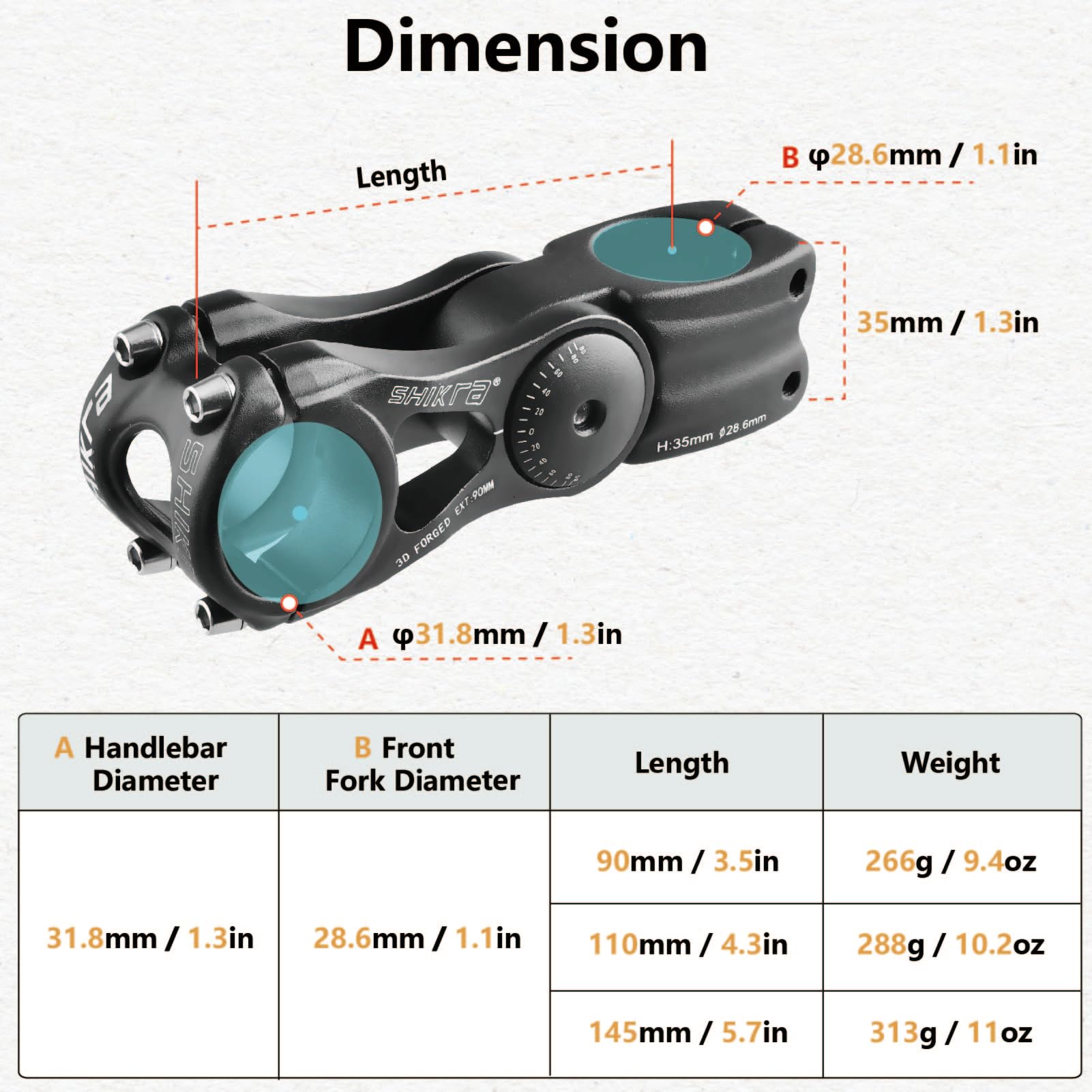 Jeelad Adjustable Mtb Stem 31.8Mm 85 Degree- 90/110/145Mm Aluminum Alloy Mountain Bike Handlebar Riser For Road City Bike Bicycl