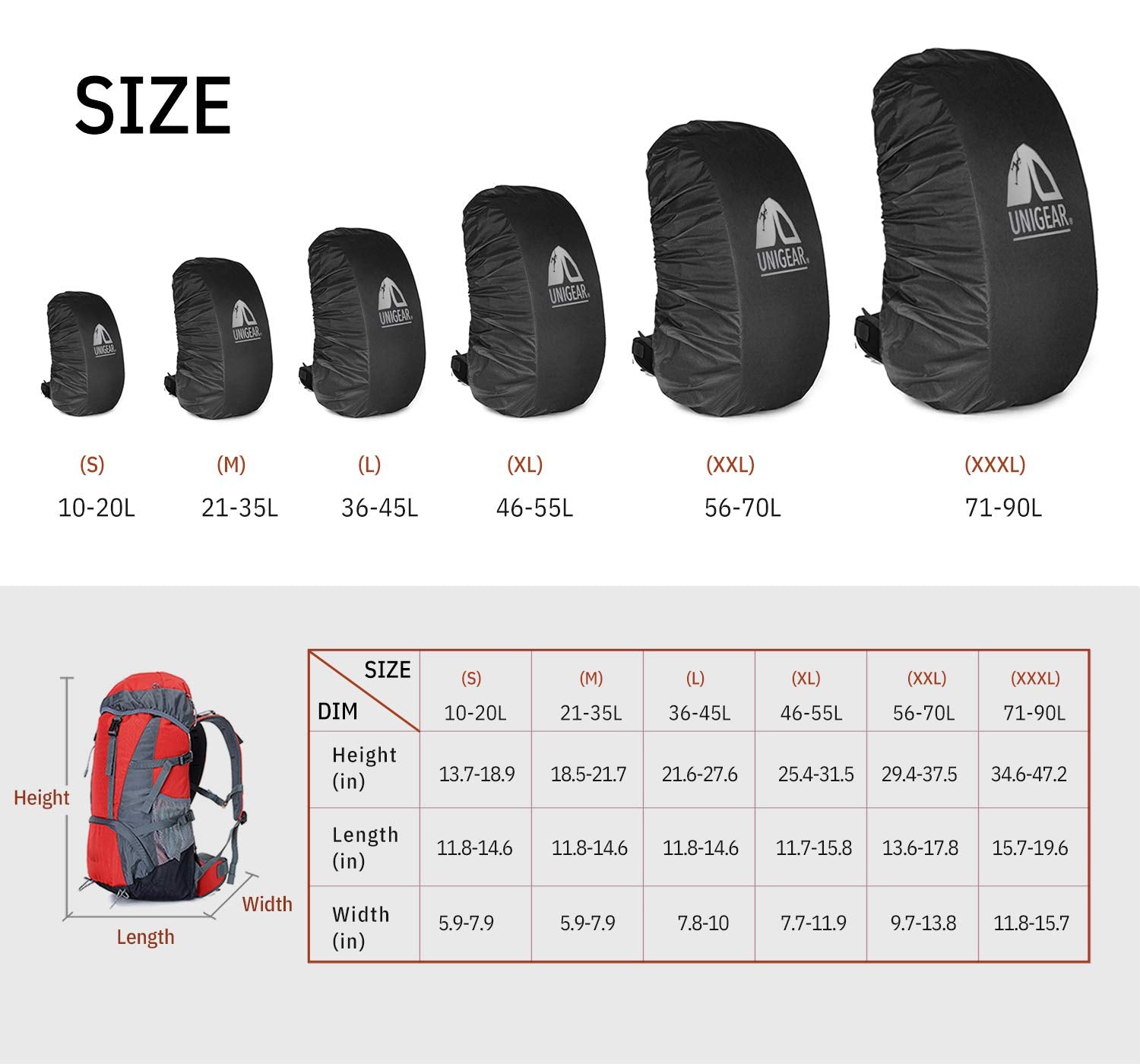 Unigear Backpack Rain Cover Waterproof Rating 5000Mm Ultraportable And Durable With 2 Anti-Slip Buckle Strap, Integrated Carry P