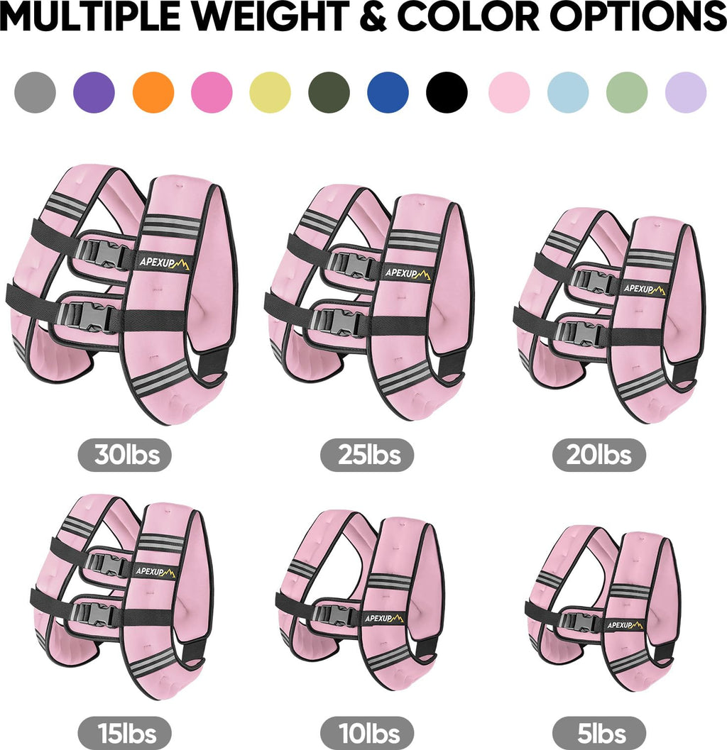 APEXUP 10lbs Weighted Vest Men Women, Weight Vest for Women Workout Equipment for Strength Training Running (Pastel Pink)