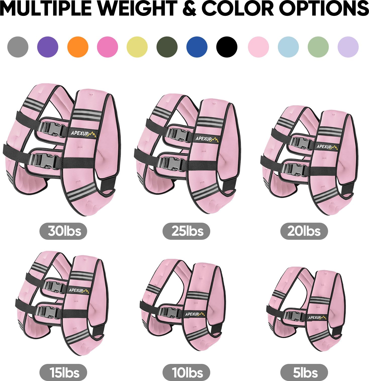 APEXUP 20lbs Weighted Vest Men Women, Weight Vest for Women Workout Equipment for Strength Training Running (Pastel Pink)