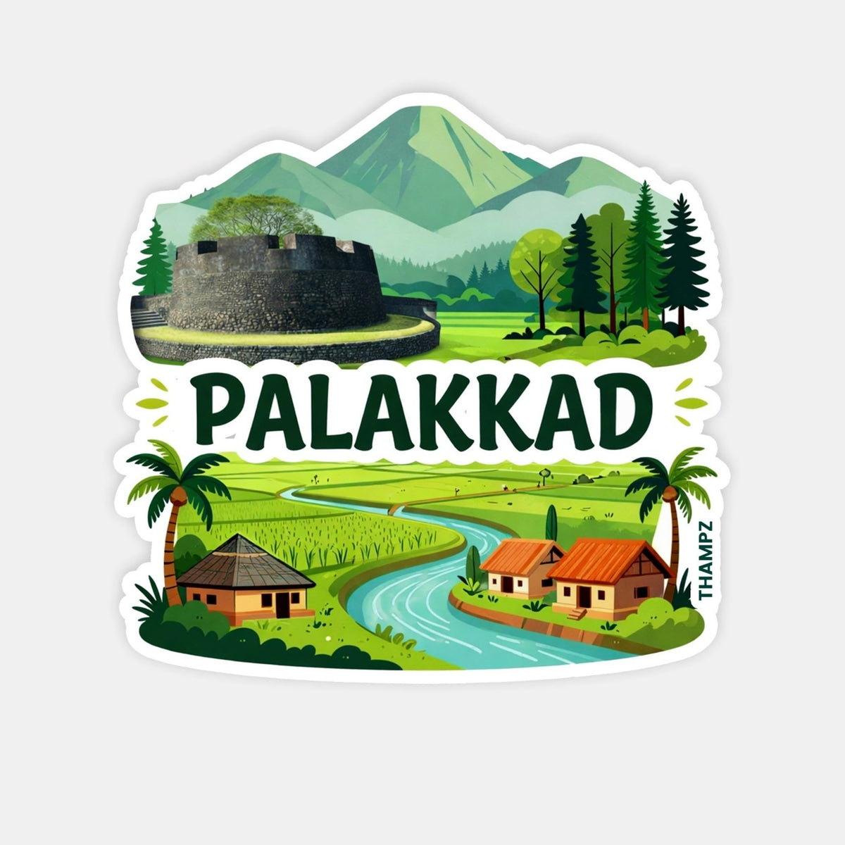 THAMPZ Palakkad 3D Embossed Flexible Fridge Magnet 0.5mm Decorative with Strong Hold | Refrigerator Magnet for Notes, Photos &