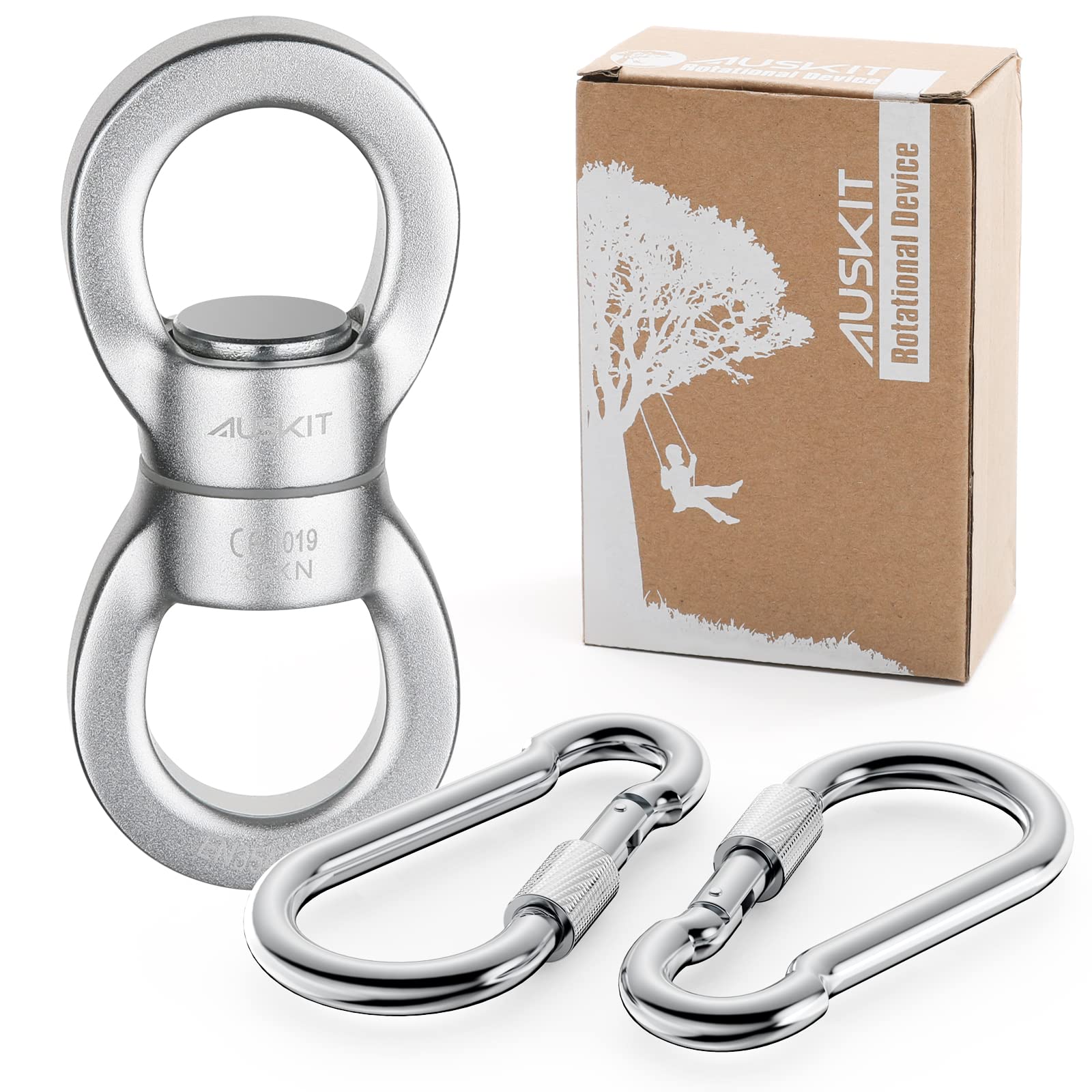 AusKit, Silver Swing Swivel, 35 KN Safest Rotational Device Hanging Accessory