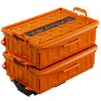 Yakattack Tracpak Orange Combo Kit - 2 Stackable Kayak Storage Boxes With Quick Release Track Mount Base | Kayak Crate System Fo