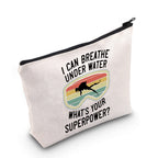 Levlo Scuba Diving Cosmetic Bag Diving Lover Gift I Can Breathe Underwater Whats Your Superpower Make Up Zipper Pouch Bag For Sc