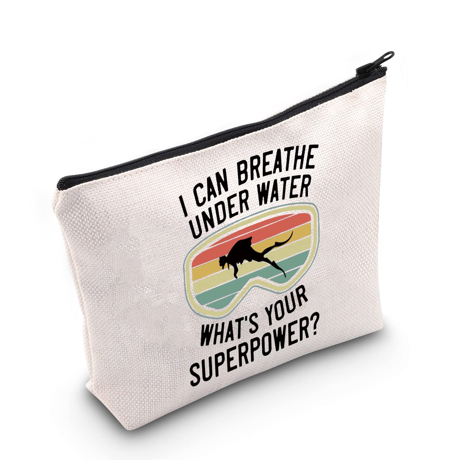 Levlo Scuba Diving Cosmetic Bag Diving Lover Gift I Can Breathe Underwater Whats Your Superpower Make Up Zipper Pouch Bag For Sc