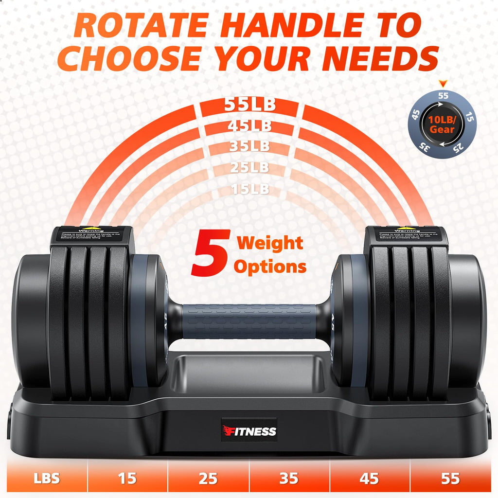 Rendpas Adjustable Dumbbells Set of 2, Select Weight Dumbbell Set, 5 in 1 Free Dumbbell Set with Anti-Slip Texture Handle, Weigh