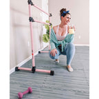 Vita Barre Portable Freestanding Double Ballet Barre, Prodigy, 5 Ft Bars, Satin Silver  Adjustable Height, Usa Made, Home Or Gym