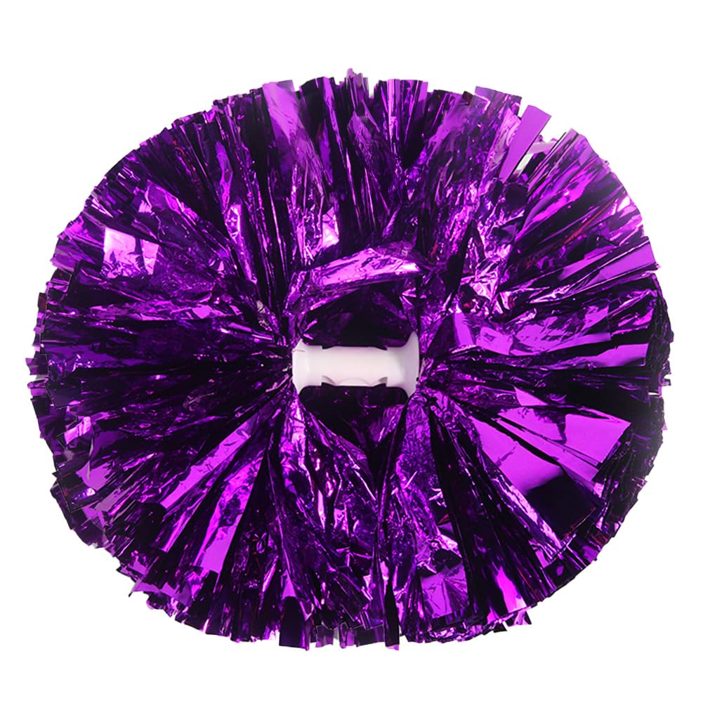 Hooshing 2Pcs Purple Pom Poms Cheerleading With Baton Handle Cheering For Girls Team Spirit Sports Dance Cheering