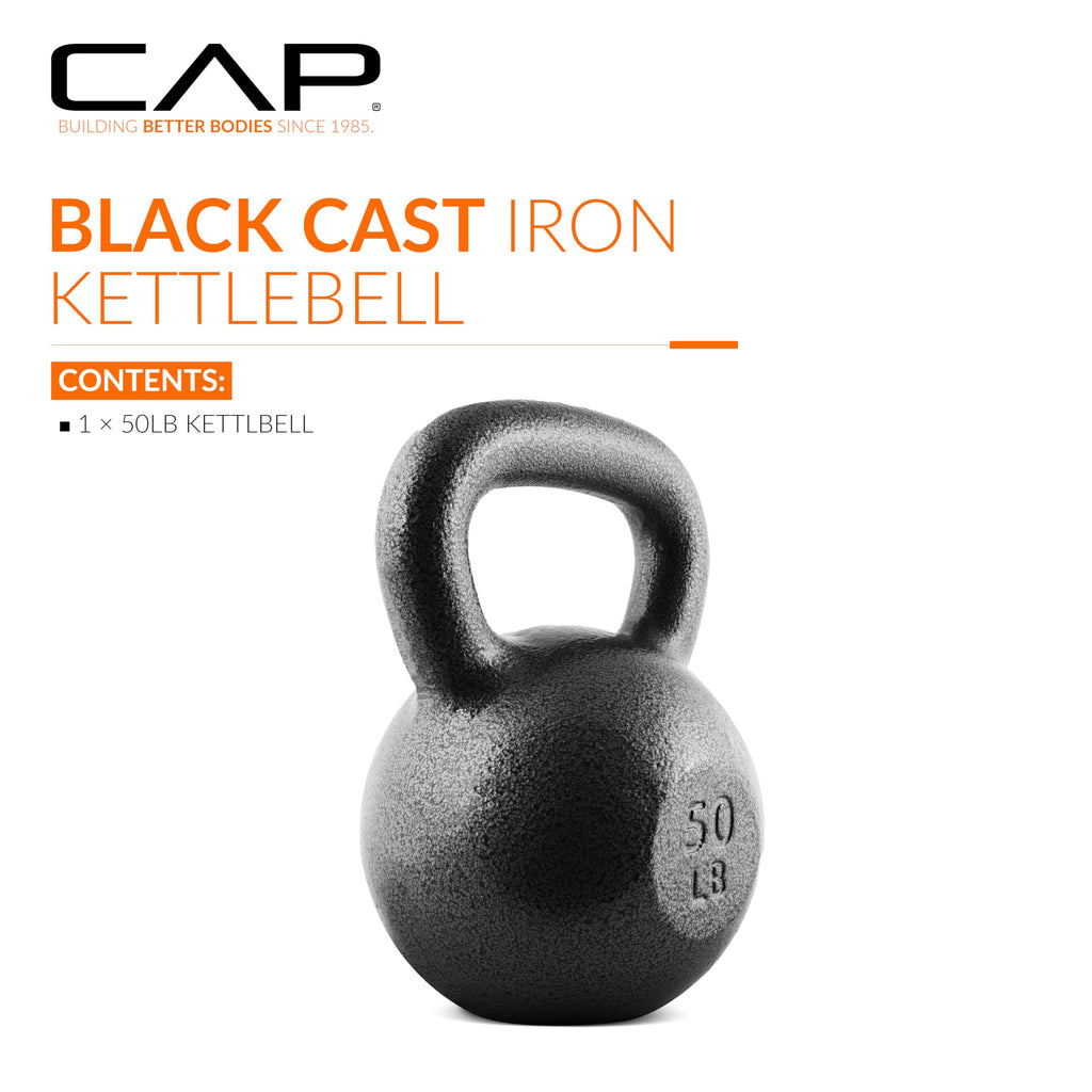 Cap Barbell Black Cast Iron Kettlebell | 50 Pounds