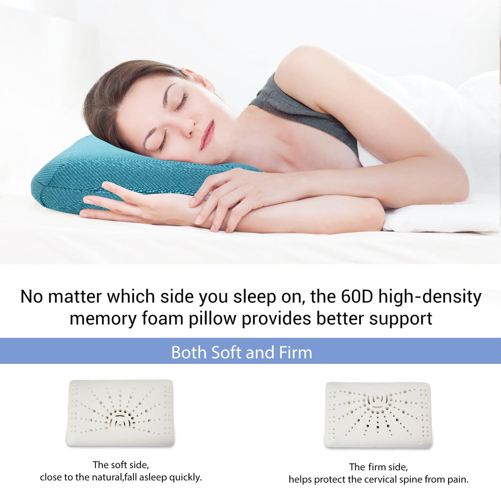 Lsffm Memory Foam Travel Pillow, Camping Pillow For Sleeping With Portable Bag, Easy To Carry, Small Foam Pillows, Double-Layere
