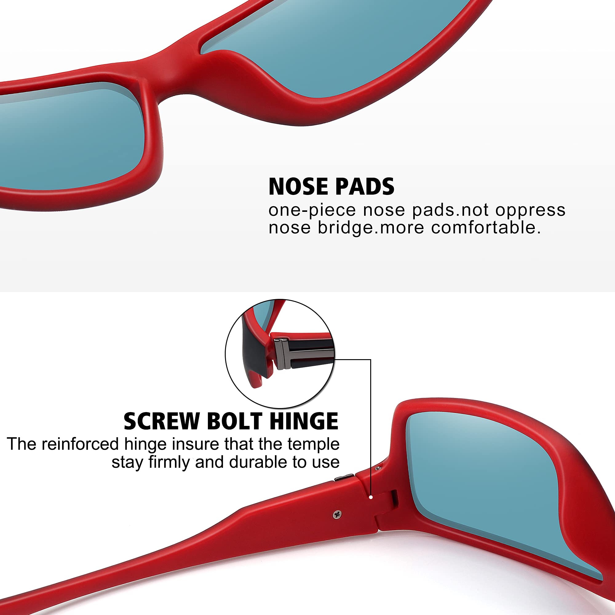 Storycoast Polarized Sports Sunglasses For Men Women Unbreakable Frame Cycling Fishing Driving 3Pack-Red+Blue+Green