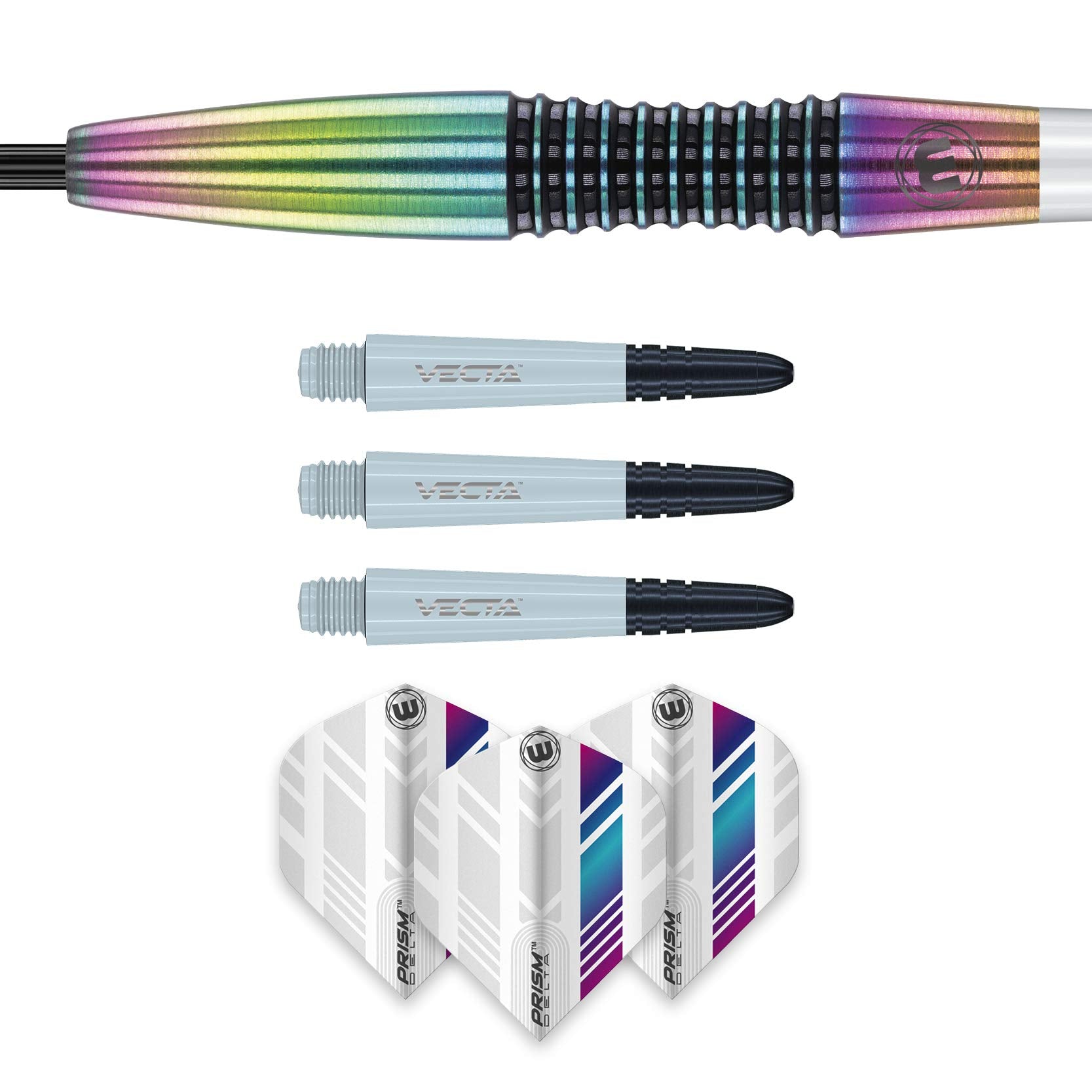 Winmau Elektra 24 Gram Tungsten Darts With Prism Flights And Vecta Shafts (Stems)
