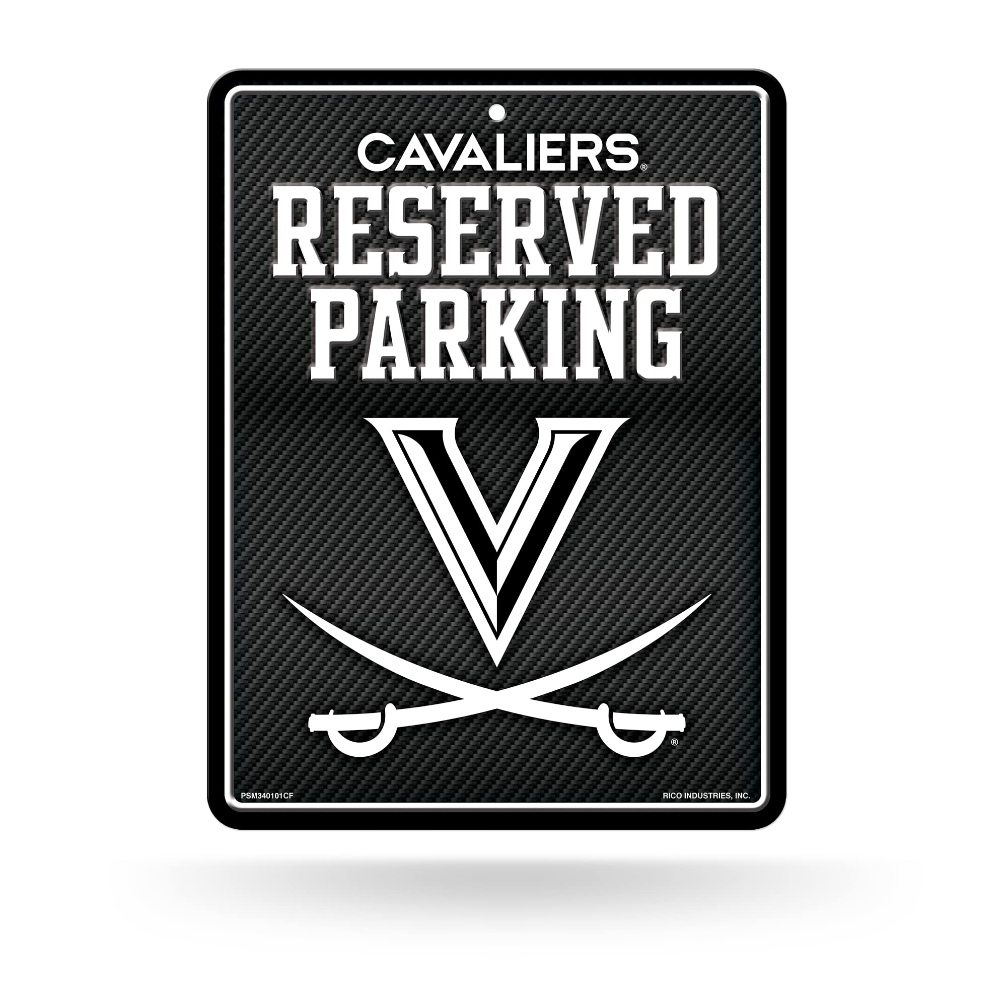 Rico Industries NCAA Virginia Cavaliers Metal Parking Sign 8.5 x 11 Carbon Fiber Metal Parking Sign - Great for Man Cave, Bed Ro
