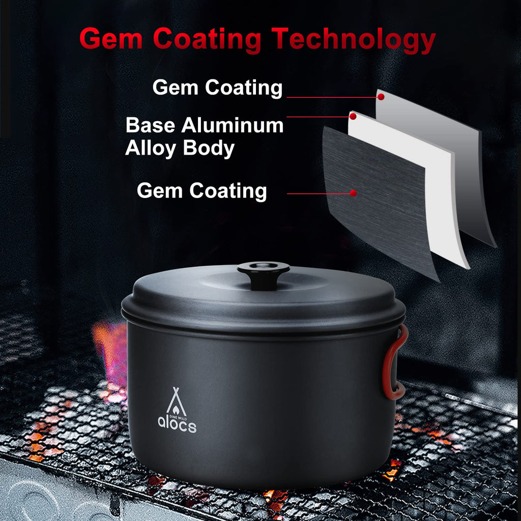 Alocs Camping Cookware, Compact/Lightweight/Durable Camping Pots And Pans Set, Camping Cooking Set For Outdoor Backpacking Campi