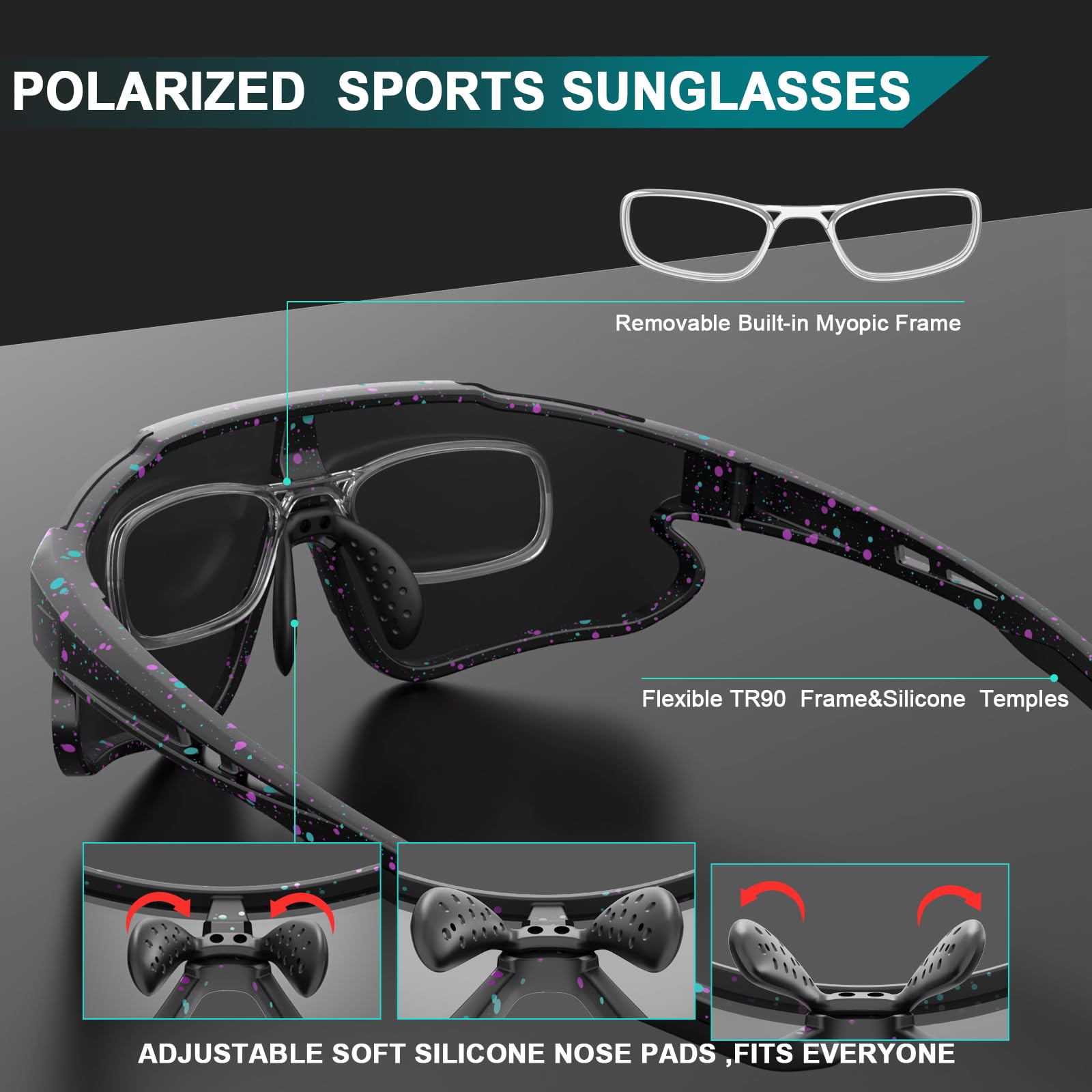 Polarized Sports Sunglasses For Men Women,Running Fishing Baseball Sunglasses,Cycling Mtb Bike Glasses Uv400