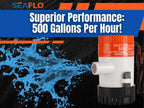 Seaflo 01-Series 500 Gph Bilge Pump 12V 4-Year Warranty!