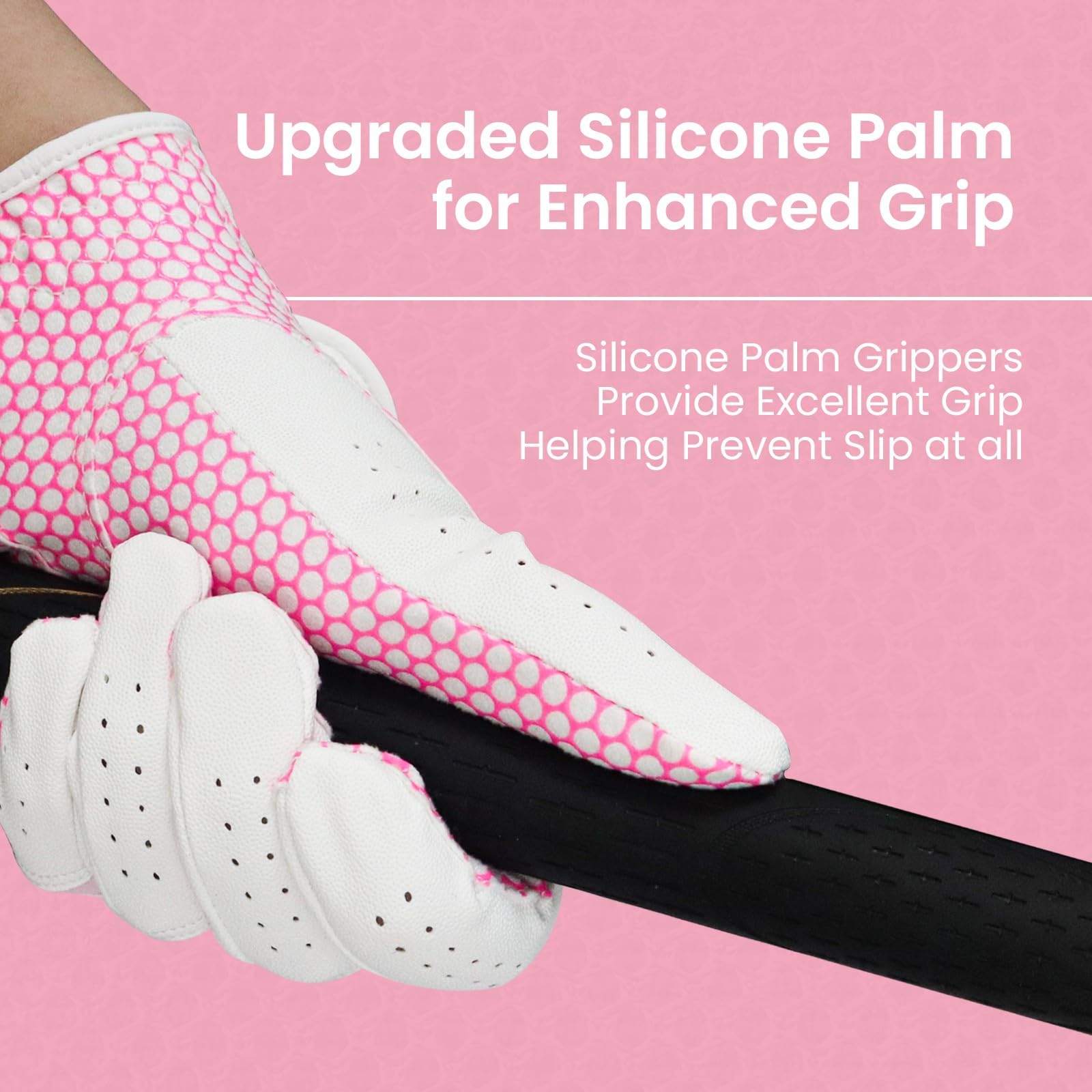 Amy Sport Womens Golf Glove Pair Both Hands Golf Gloves Women Right Handed Golfer Left Hand Ladies Rain Grip All Weather Pink Si