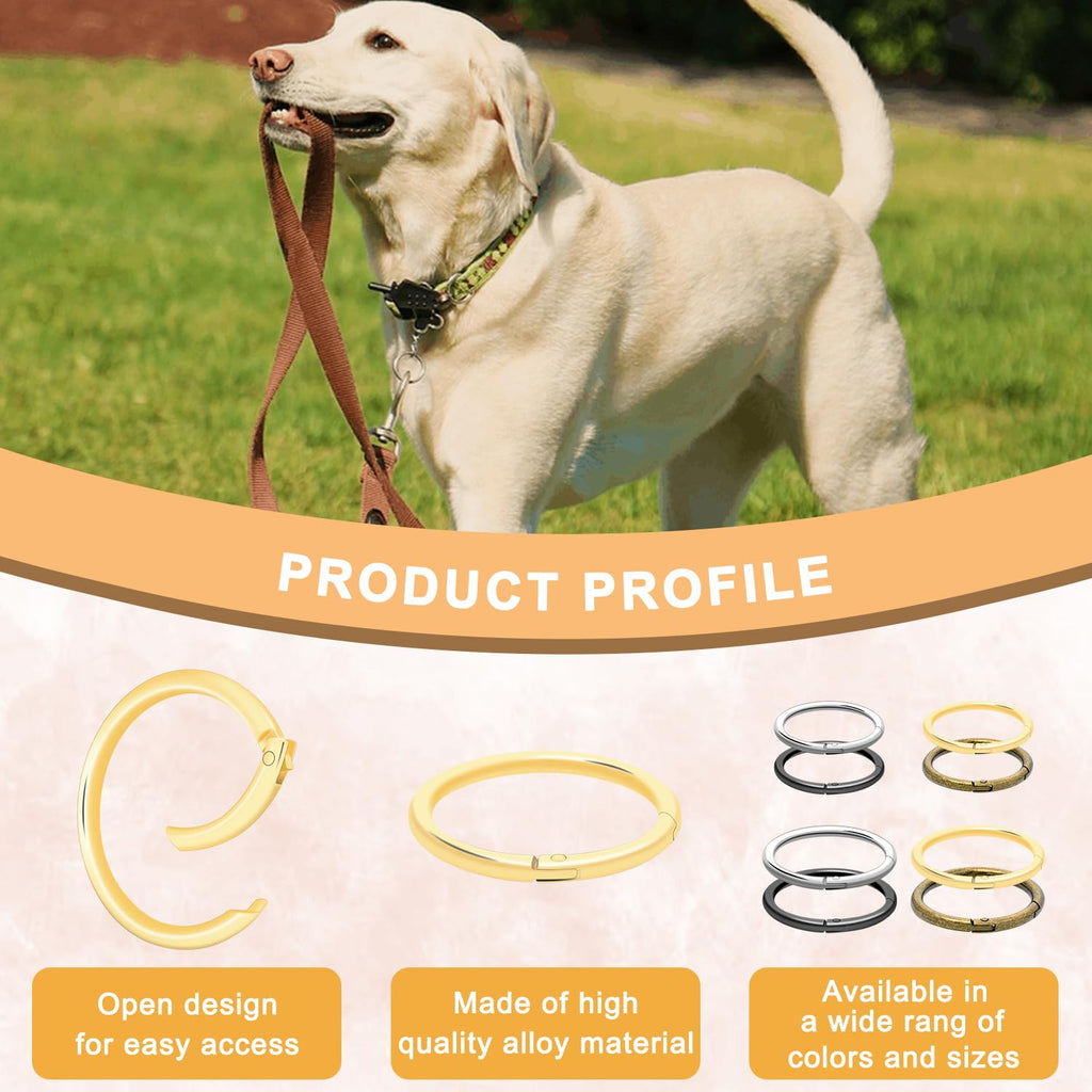 10Pack 1-1/2 Large Round Carabiner Clips, Metal Spring O Rings for Organizer Key Rings, Paracord Keychain Lanyard, Pet Chains, P